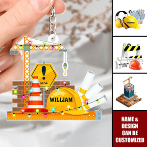 Construction Truck Equipment - Personalized Construction Acrylic Keychain