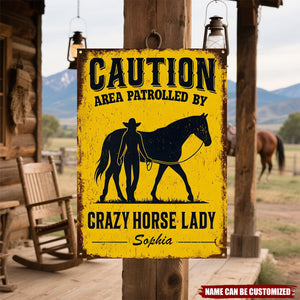 Crazy Horse Lady Area - Personalized Horse Rectangle Metal Sign