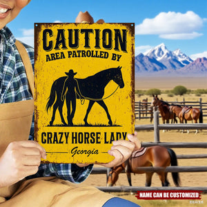 Crazy Horse Lady Area - Personalized Horse Rectangle Metal Sign