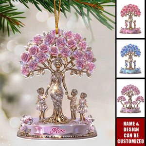 The Love Between Mother And Her Kids - Personalized Christmas Acrylic Ornament
