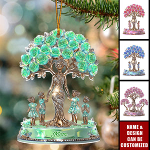 The Love Between Mother And Her Kids - Personalized Christmas Acrylic Ornament