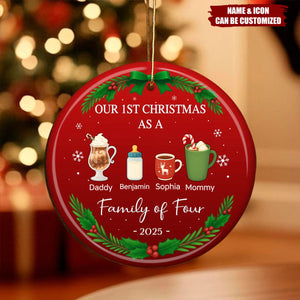 Our First Christmas As A Family - Personalized Christmas Ceramic Ornament