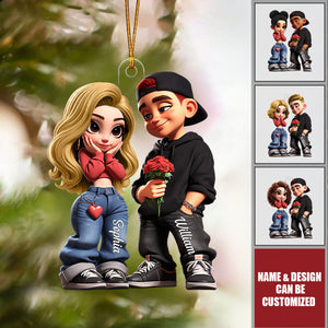 Y2K Couple - Personalized Acrylic Christmas Ornament, Gift For Couple, for him, for her