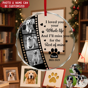 Custom Film Roll Dog Picture - Personalized Dog Memorial Glass Ornament