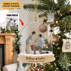 Custom Photo Couple Engagement - Personalized Acrylic Ornament