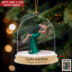 Custom Photo Couple Engagement - Personalized Acrylic Ornament