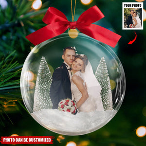 Custom Photo Wedding Dreams In A Snow Globe - Personalized Acrylic Ball Ornament