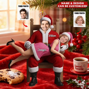 Funny Christmas Couple - Personalized Couple Acrylic Ornament