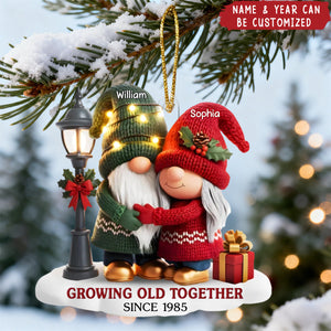 Dwarf Couple Growing Old Together - Personalized Acrylic Ornament, Anniversary Christmas Wedding Gift