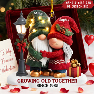 Dwarf Couple Growing Old Together - Personalized Acrylic Ornament, Anniversary Christmas Wedding Gift