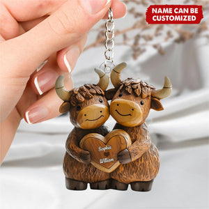 Highland Cowl Couple - Personalized Acrylic Keychain