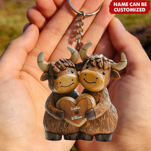 Highland Cowl Couple - Personalized Acrylic Keychain