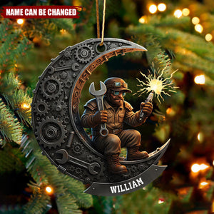Personalized Welder Acrylic Ornament, Garage Worker Gift, Metalworker Christmas Decoration