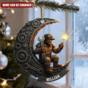 Personalized Welder Acrylic Ornament, Garage Worker Gift, Metalworker Christmas Decoration