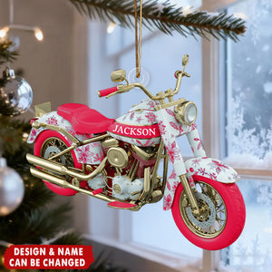 Motorcycle Toile de Jouy Christmas Acrylic Ornament Personalized Gifts for Bikers