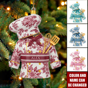 Toile de Jouy Christmas Ornament - Personalized Gift for Chefs