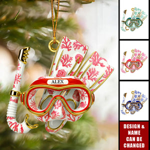 Deep Sea Diver's Toile Christmas Ornament - Personalized Gifts For Scuba Diving Lovers