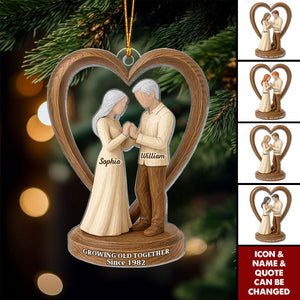 Couple Wedding Wooden Figurines - Personalized Acrylic Ornament - Heartwarming Christmas Gift