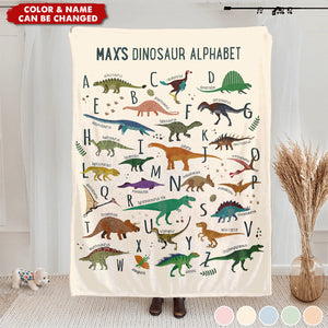 Personalized Dinosaur Alphabet Blanket, Boy Blanket Gift, Baby Blanket Gift, Kids Blanket, Personalized Gift