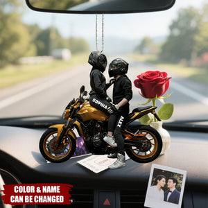 Personalized Motorbike Couple Ornament, Gift for Biker Couple