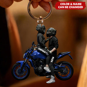 Personalized Motorbike Couple Keychain, Gift for Biker Couple