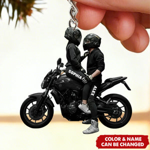 Personalized Motorbike Couple Keychain, Gift for Biker Couple