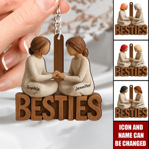 Besties Forever Together - Personalized Acrylic Keychain - Gift For Best Friends