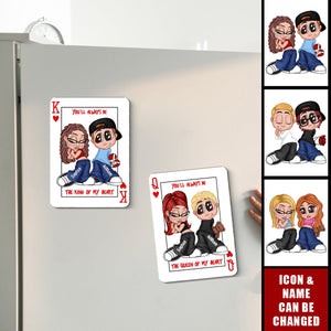 You're King/Queen Of My Heart Y2K Couple - Personalized Acrylic Fridge Magnet - Valentine's Day Gift, Anniversary Gift