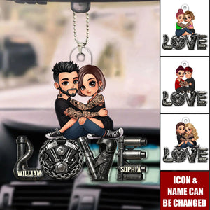 Biker Couple Together - Personalized Acrylic Car Ornament
