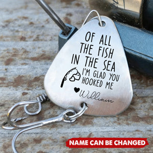 I'm Glad You Hooked Me - Personalized Fishing Lure Keychain