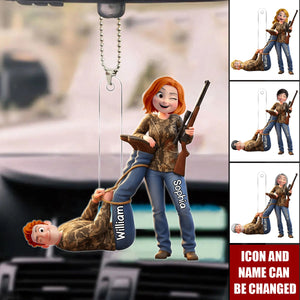 Hunting Couple Acrylic Car Ornament - Personalized Gifts For Couple