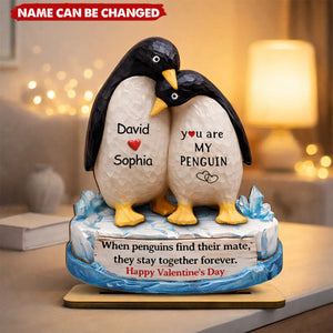 You Are My Penguin - Personalized 2-Layered Wooden Plaque - Sentimental Wedding Anniversary Gift, Valentine's Day Gift