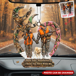 Couple Hunting Custom Photo Car Hanging Ornament - Gifts For Couple