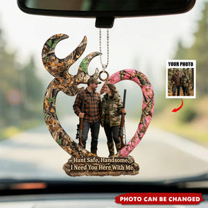 Couple Hunting Custom Photo Car Hanging Ornament - Gifts For Couple