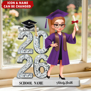 Shiny Effect Class Of 2026 2027 Senior - Personalized Acrylic Block Plaque - Graduation Gift For Graduates, Daughter, Son