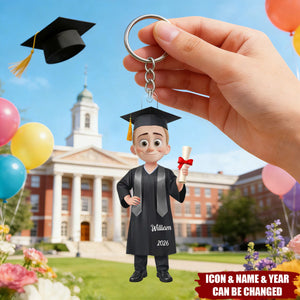 Acrylic Keychain - Personalized Graduation Gifts For Him, Her - Dream Big Achieve Bigger