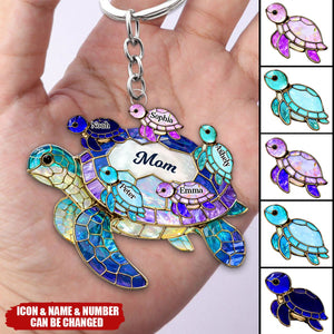 Mom Grandma Sea Turtle - Personalized Acrylic Keychain - Mother's Day Gift for Her