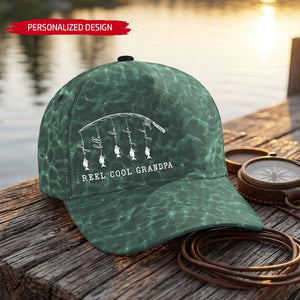 Father's Day Gifts, Reel Cool Dad, Grandpa - Personalized Cap