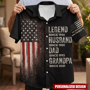 Father's Day Gifts, Legend, Husband, Dad And Grandpa Custom Family Name - Personalized Hawaiian Shirt