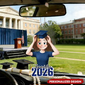 Personalized Acrylic Car Ornament - Custom Name Gifts For Graduation