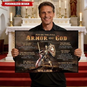 Put On The Full Armor Of God - Personalized Poster, God Wall Art Home Decor, Christian Gift Idea, Church Decor