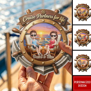Personalized Cruise Ship Door Magnet - Custom Summer Vacation And Travel Gift for Him And Her, Husband And Wife - Sunset Cruise Vibes