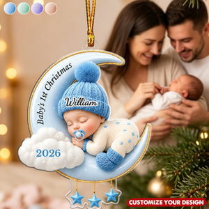 Custom Acrylic Ornament - Personalized Baby Shower, Gender Reveal Gifts For New Moms, New Dads, - Tiny Miracle Arrived