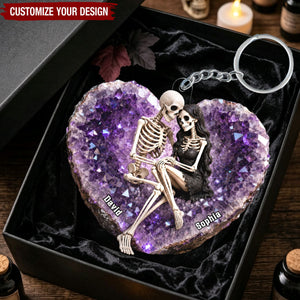 Till Death Do Us Part Skeleton Couple - Personalized Acrylic Keychain - Halloween Decor Gift, Gift For Couple