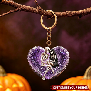 Till Death Do Us Part Skeleton Couple - Personalized Acrylic Keychain - Halloween Decor Gift, Gift For Couple