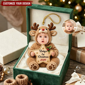 Custom Photo First Christmas Acrylic Ornament - Personalized Christmas Baby Shower, Gifts For New Parents
