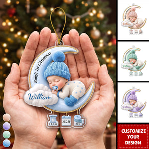 Custom First Christmas Acrylic Ornament - Personalized Baby Shower, Gender Reveal Gifts For New Moms, New Dads, New Parents