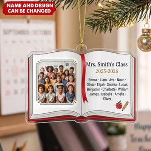 Custom Class Photo Book Ornament - Teacher Appreciation Christmas Keepsake Gift with Names