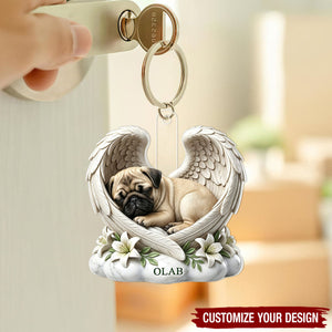 Custom Dog Cat Angel Wings Statue - Personalized Acrylic Keychain