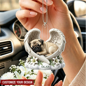 Custom Dog Cat Angel Wings Statue - Personalized Acrylic Car Ornament